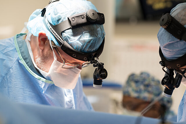 Dr. Miller performing lung transplant surgery