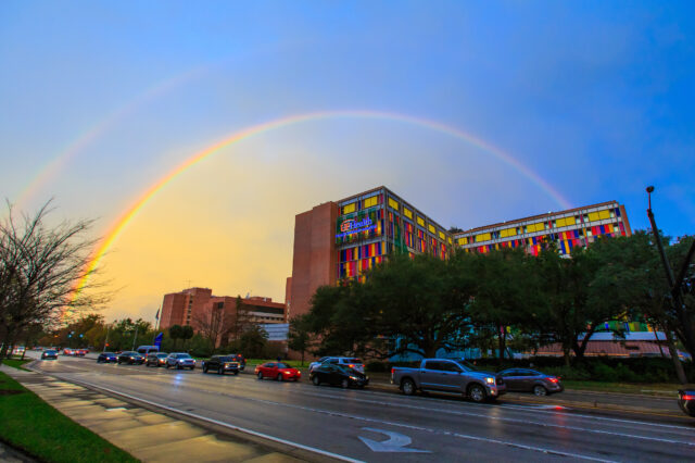 Rainbow over children's hospital