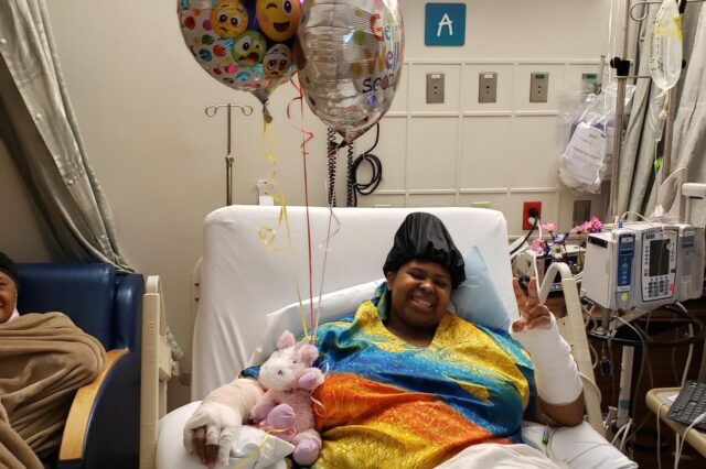 Eniyah Franklin recovering after receiving burns on her upper body and thigh from a cooking accident.