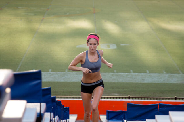 Woman running stadiums