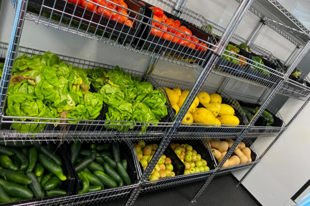 A display of fresh produce is shown at the UF Health Jacksonville food pharmacy. The food pharmacy served as the inspiration for the mobile food pharmacy being developed in Gainesville.
