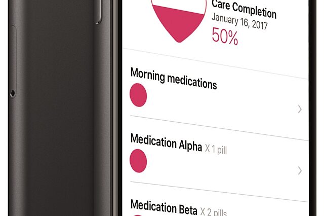 Health steps app on a phone