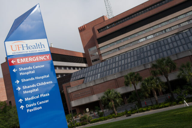 UF Health Shands Hospital directions outside of the building