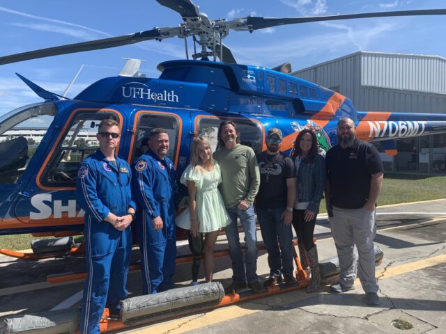 Addison during one of her visits to meet the UF Health ShandsCair team.