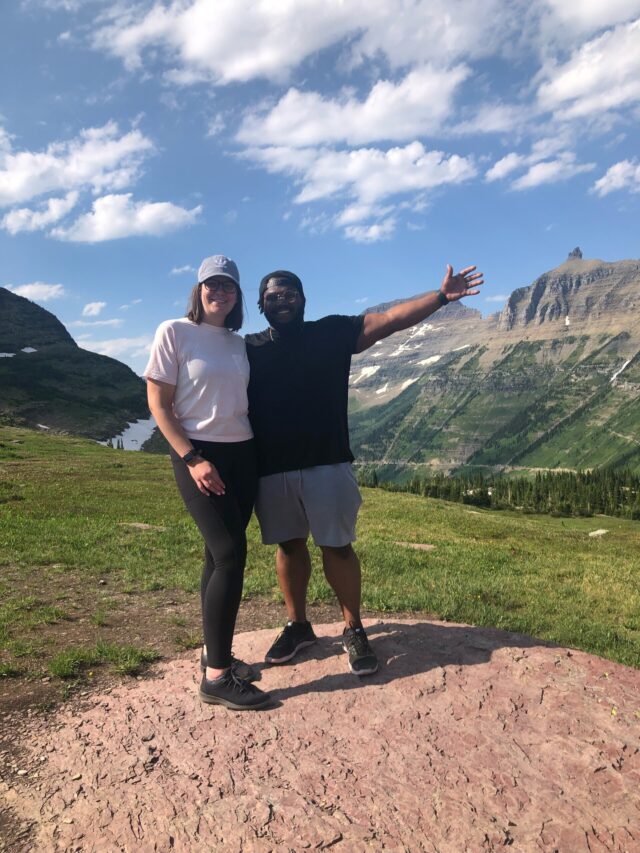Hannah, pictured left, with her boyfriend at Glacier National Park