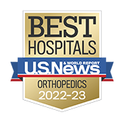 U.S. News & World Report High Performing Hospitals Badge - Orthopedics 2022-2023