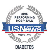 USNWR Badge - High Performing Hospitals - Diabetes and Endocrinology, 2022-2023