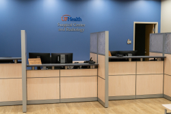 UF Health Surgical Center – The Oaks check-in area. The center is now open for business. (Jesse Jones/UF Health)