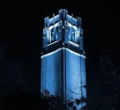 Lighting of the Century Tower for “Bluevember” campaign.