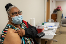 Vera Montgomery was one of several hundred people who received a COVID-19 vaccination at the Mt. Moriah Missionary Baptist Church in Gainesville last Friday. The event was a collaboration between UF Health and the state Department of Health in Alachua County. (Photo by Jesse Jones)