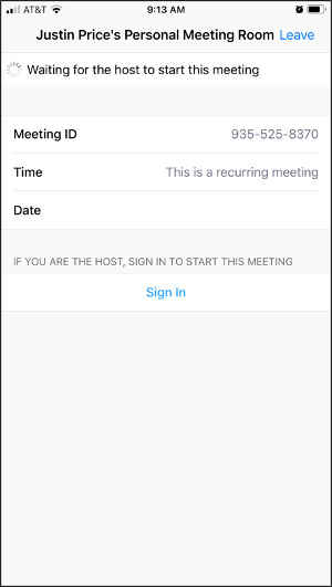 ios Zoom - Waiting For Host Example