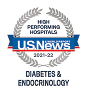 USNWR Badge - High Performing Hospitals - Diabetes and Endocrinology, 2021-2022
