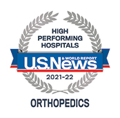USNWR Badge - High Performing Hospitals Orthopedics, 2021-2022