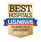 USNWR Badge - Best Hospitals Pulmonology and Lung Surgery, 2021-2022