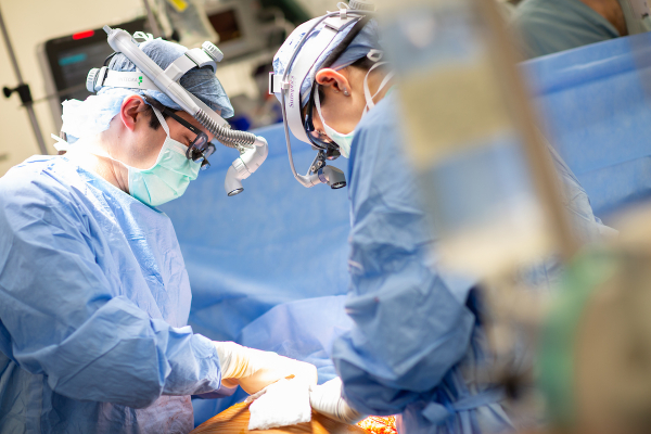 Doctors in the operating room performing a lung transplant